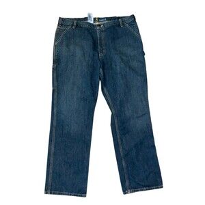 Carhartt Men's Relaxed Fit Denim Jeans Zip Work Cotton Blue Size 42x30